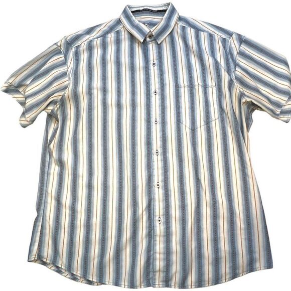 Kühl Shirt Men's White Stripe Button Down Short Sleeve Shirt Size Extra Large - Picture 5 of 14